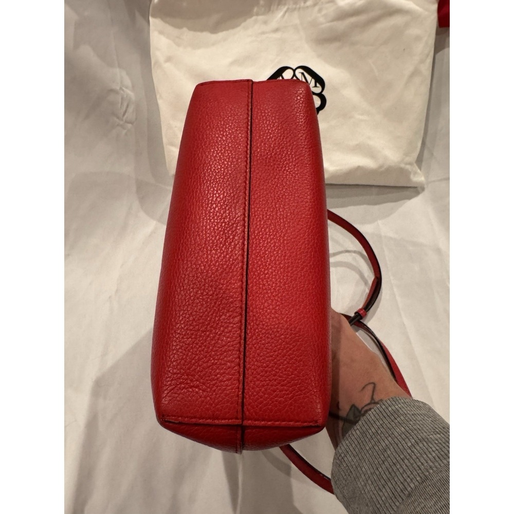 Alexander McQueen Red Pebbled Leather Mini Tote Crossbody Bag Gold Hardware - Picture 7 of 14
